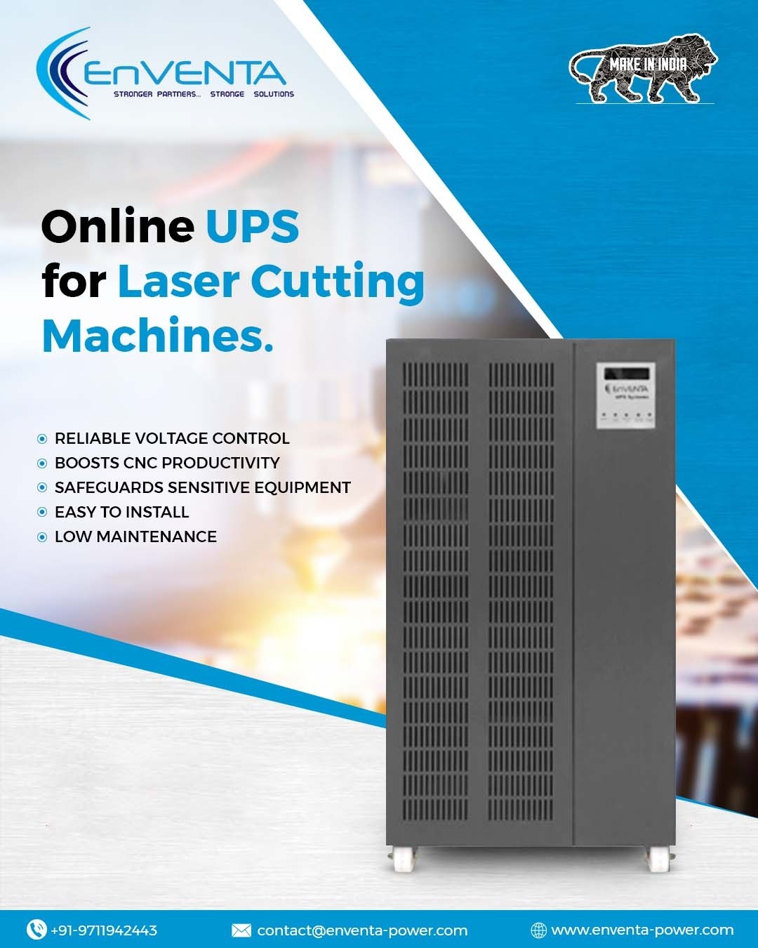 Online UPS for laser cutting machines